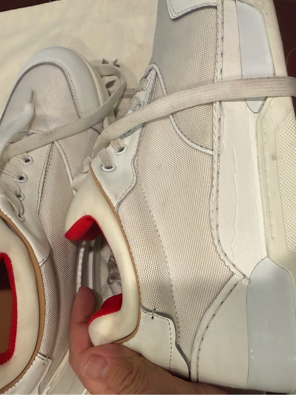 Christian Louboutin White Sneakers with Red Inner Trim